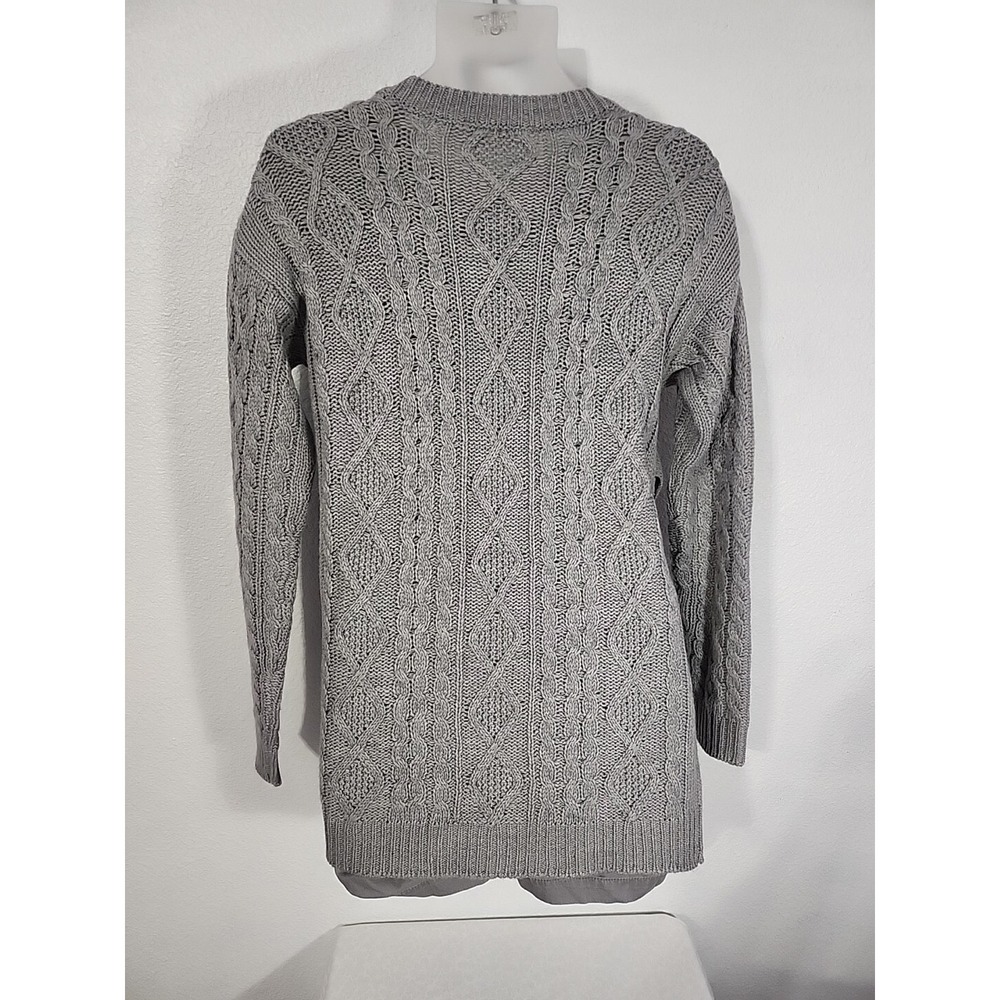 RD Style Gray Cable Knit Sweater Side Snap Button Design Women's Size M - Picture 7 of 10